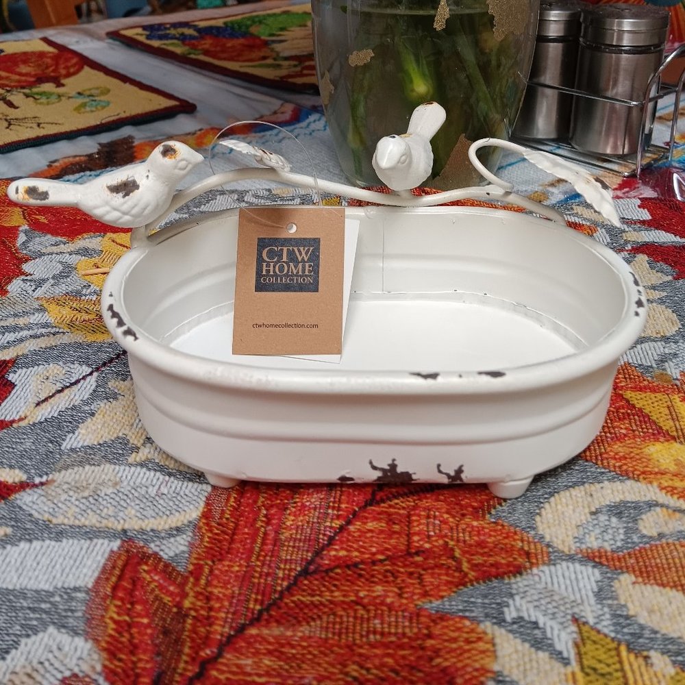 CTW Distressed White Pair of Birds Soap Dish